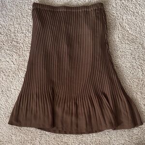 Sunny Leigh Brown Pleated A-Line Skirt
